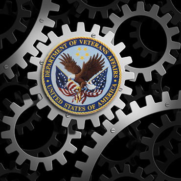 Modified shutterstock image: Department of Veterans Affairs, working gears.